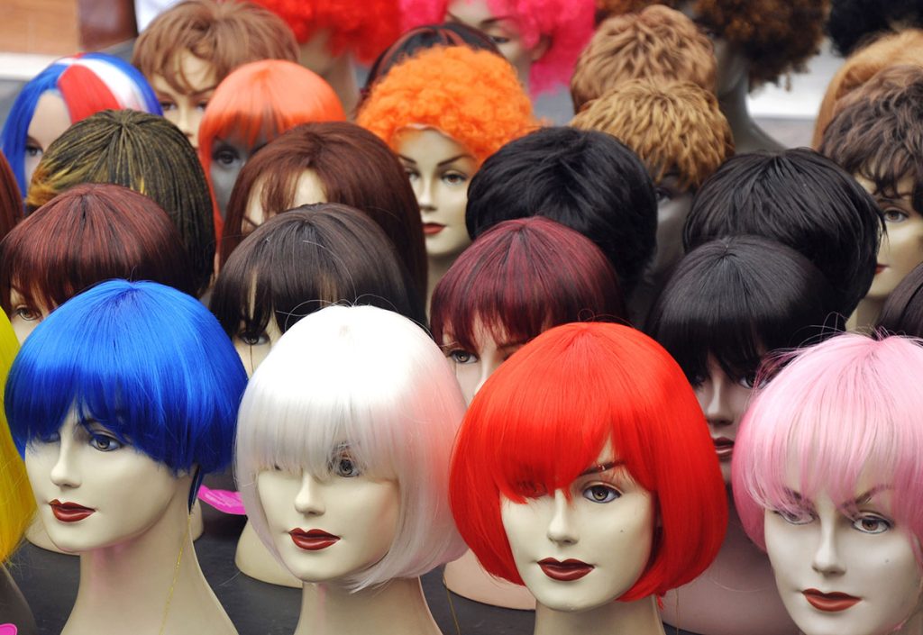 Celebrity Inspired Wig designs on mannequins
