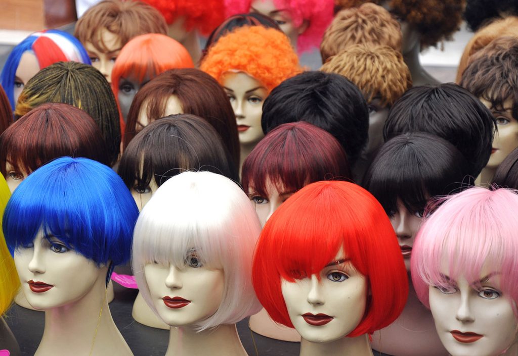 Celebrity Inspired Wig designs on mannequins